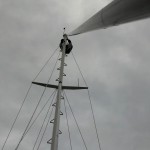 Looking up the forestay